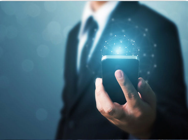A business user with a mobile phone